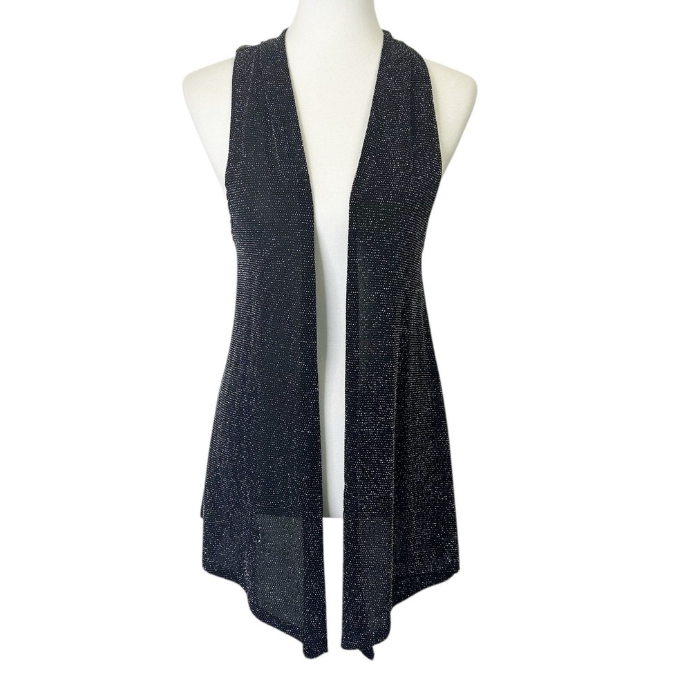 Y2K Wet Seal Open Frontβ Vest Women's Size Medium Black Metallic